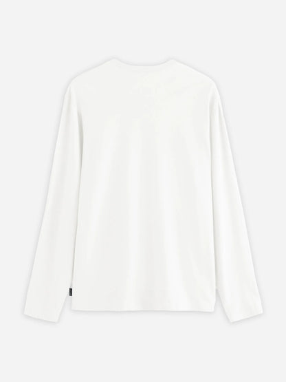 White cotton long-sleeve crewneck T-shirt, plain back