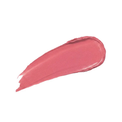 Swatch of muted pink rose velvet lipstick on a white background