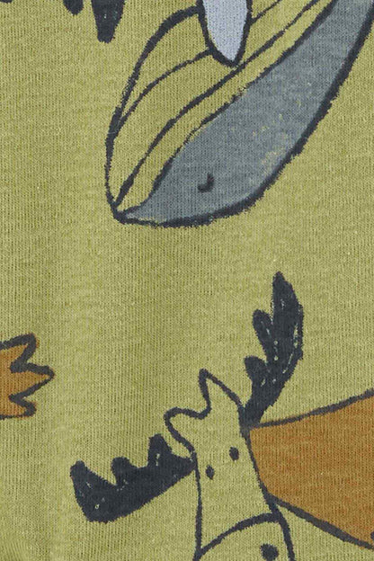 CARTER'S animal print detail on lime green baby sleeper fabric