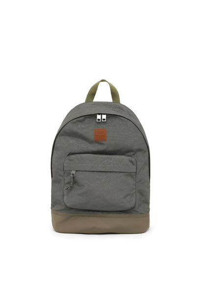 Grey Diesel backpack with front pocket, top handles, and logo patch
