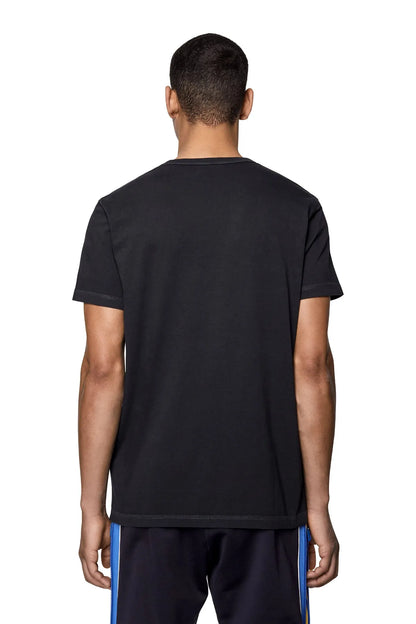 Black Diesel crew-neck T-shirt, back view, short sleeves
