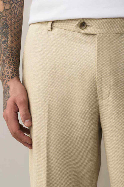 Stone trousers front with button closure and angled side pocket