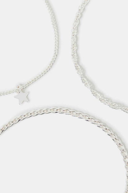 Silver chain anklet with star charm and fine link detail