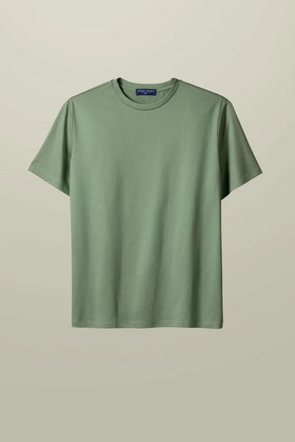 Green crew-neck T-shirt with short sleeves
