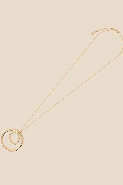 Gold necklace with circular linked pendant