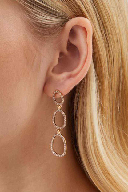 Accessorize gold-tone oval drop earrings with textured linked hoops