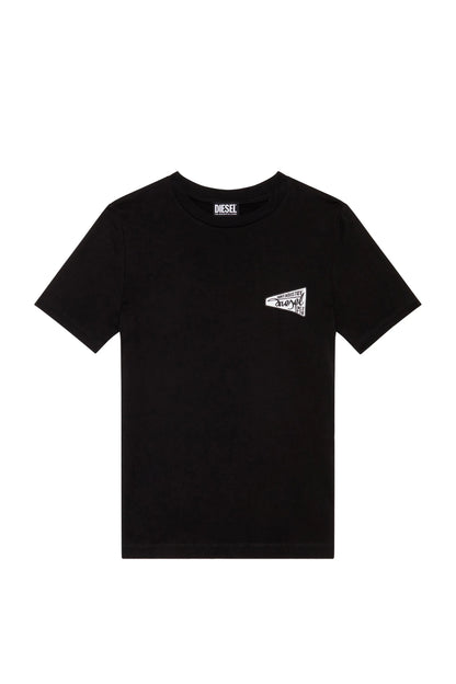 Diesel black short-sleeve T-shirt with triangular chest logo