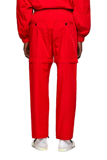 Diesel red cargo pants with adjustable drawstring waist and back seam details