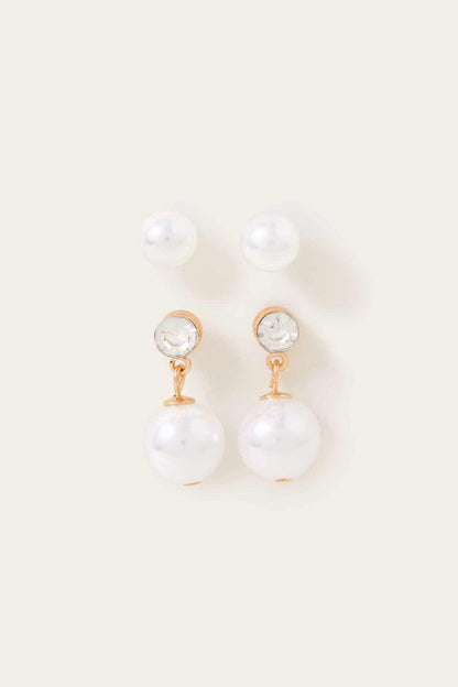 Accessorize pearl and crystal drop earrings with gold-tone links