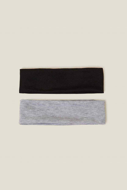 ACCESSORIZE headband set, black and gray fabric bands
