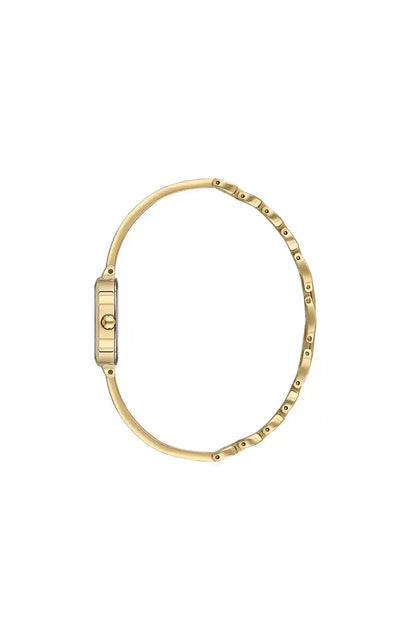 BHPC gold wristwatch side view with link bracelet
