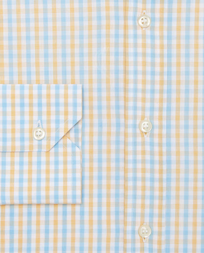 Camicissima orange-and-blue check dress shirt, partial sleeve with white button detail