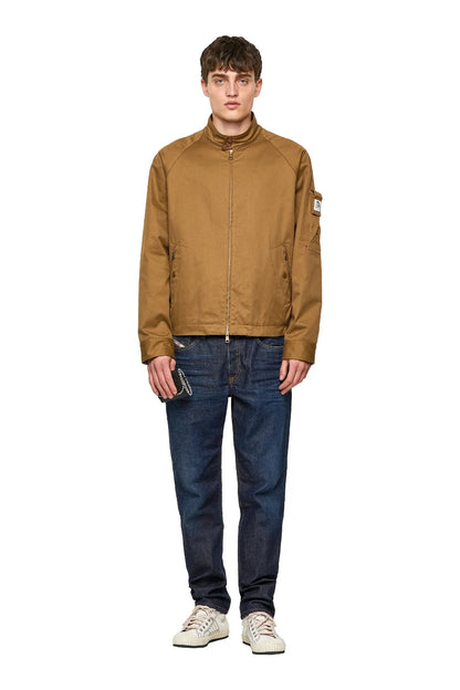 Diesel light brown zip jacket with stand collar and sleeve patch