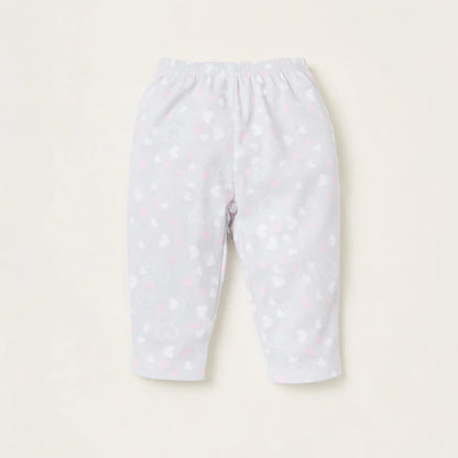 Baby light lavender pajama pants with allover animal pattern and elastic waist