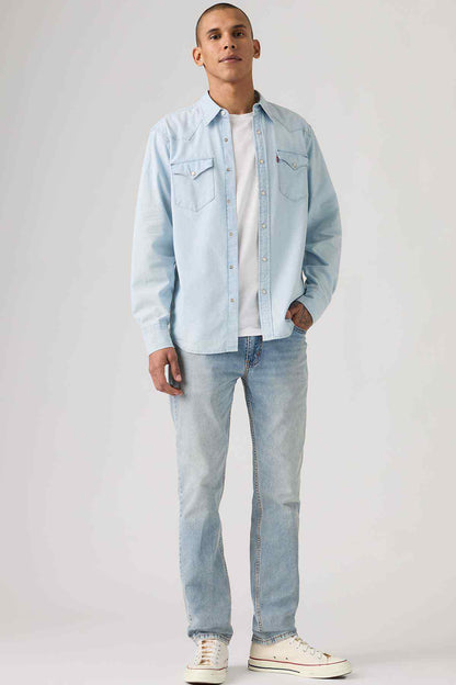 Levi's light-wash denim jeans with straight leg and belt loops