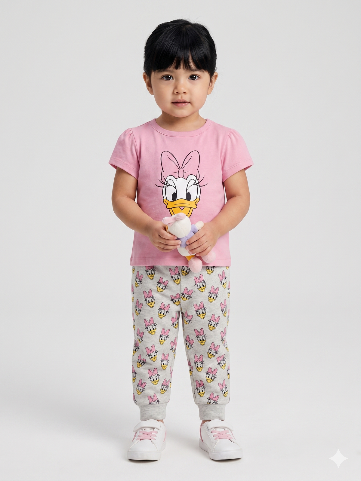 Kids' pink graphic T-shirt with cartoon character pajama pants set