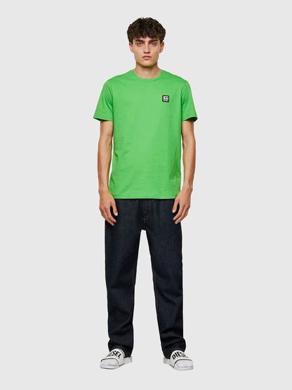 Diesel green crewneck T-shirt front view with short sleeves
