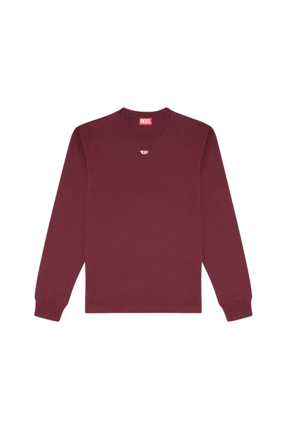Diesel burgundy crewneck long-sleeve sweater, flat lay view