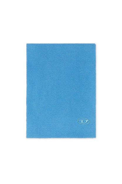 Diesel blue knit scarf, folded square with small oval logo