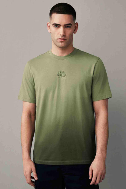 NEXT olive green crew-neck T-shirt with Santa Monica graphic on front