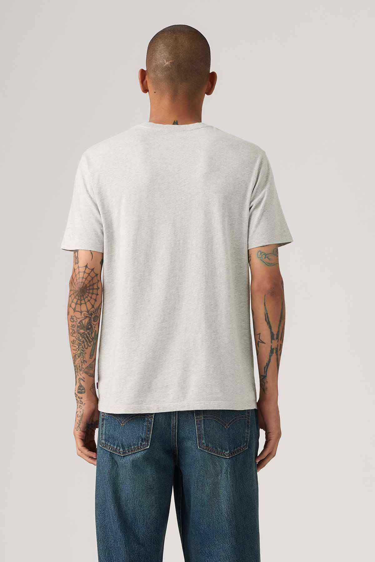 Levi's Original grey crewneck T-shirt, back view, short sleeves