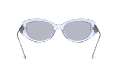 Diesel light blue oval sunglasses with gray lenses, front view