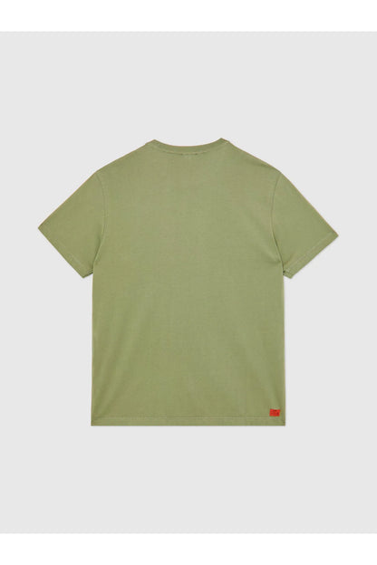 Diesel olive green crewneck T-shirt, plain front with red hem label