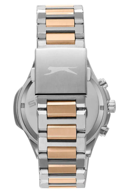 SLAZENGER silver-tone watch with rose-gold bracelet links and gold-tone accents