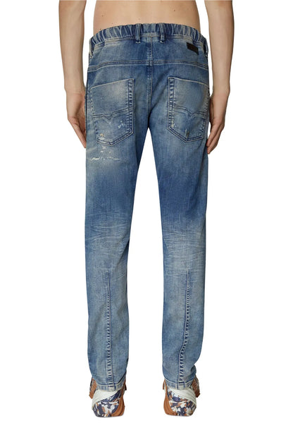 Diesel blue washed denim jogger jeans with back welt pockets