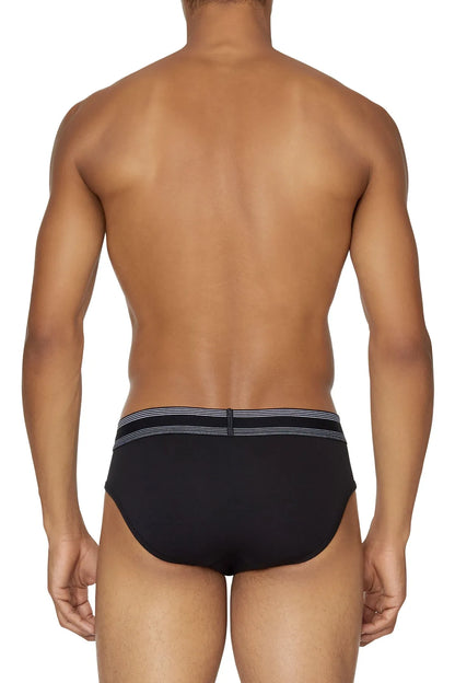 Black boxer briefs with Diesel logo elastic waistband, back view