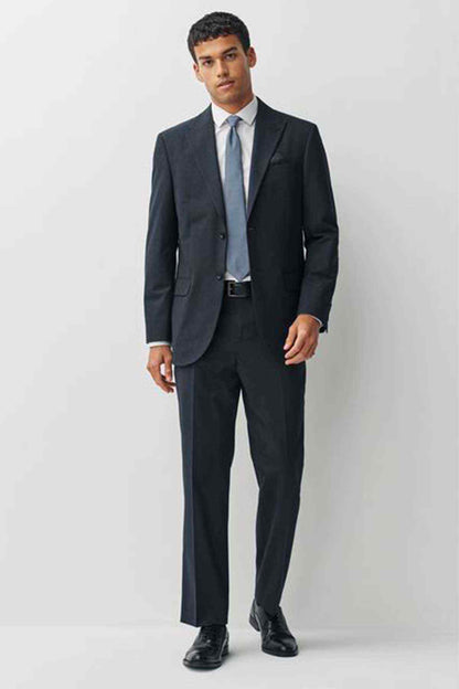 Navy men's suit with notch lapels and matching dress trousers