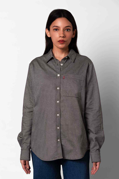 Levi's dark grey button-up shirt with chest pocket