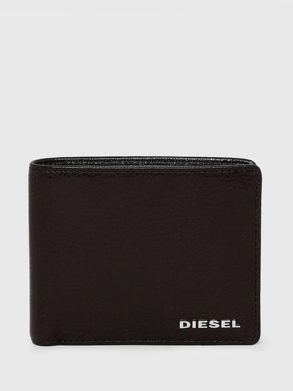Dark brown Diesel bifold wallet with front logo panel