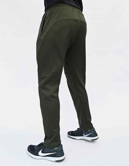 Bodybrics dark olive jogger pants with curved panel stitching and tapered ankle