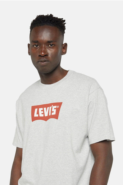 Men's Levi's graphic T-shirt, heathered white with red Levi's logo on left chest