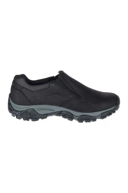 Black trail slip-on shoe, side profile, lace-free upper and lug rubber outsole