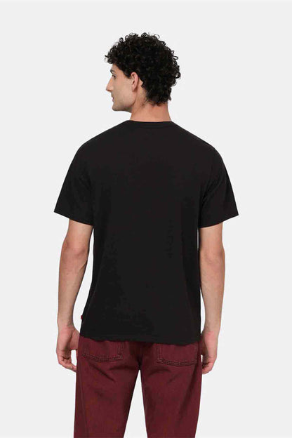 Black crew-neck T-shirt, plain back view
