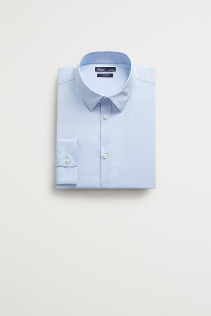 MANGO sky blue button-down dress shirt, long sleeves, point collar