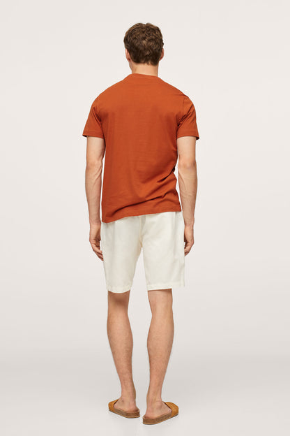 Men's burnt orange T-shirt, back view, short sleeves