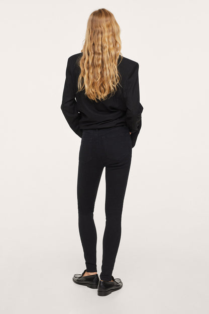 MANGO black denim jeans, back view, slim straight silhouette