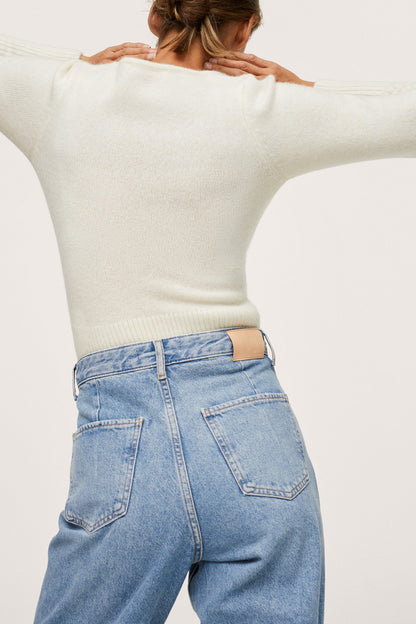 Mango medium-blue high-waist jeans with front pockets and belt loops