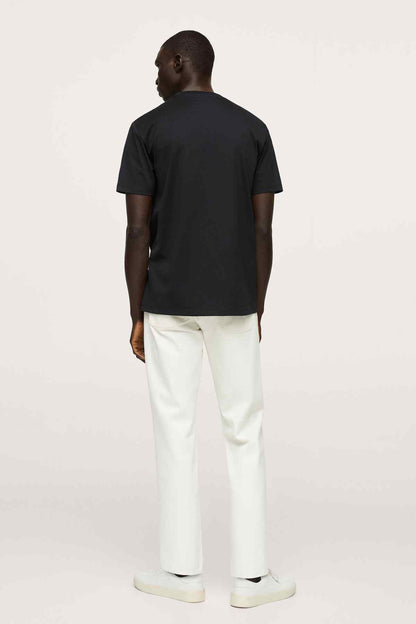 MANGO men's black short-sleeve T-shirt, back view, crew neck