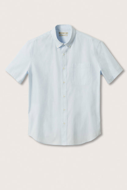 Light blue short-sleeve button-up shirt with chest pocket