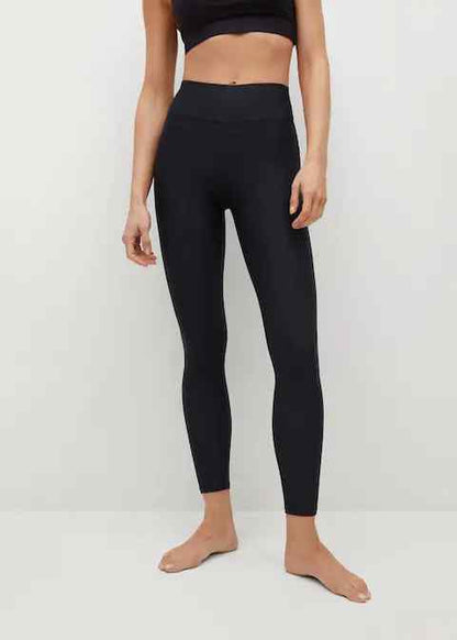 Black high-rise leggings with smooth stretch fit