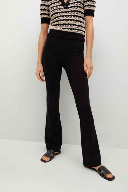 Black wide-leg trousers with straight flared leg hems