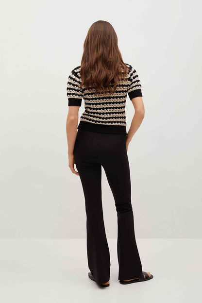 Black wide-leg trousers, back view with smooth waistband
