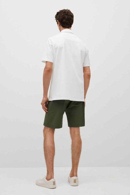 Men's off-white short-sleeve button-up shirt, back view
