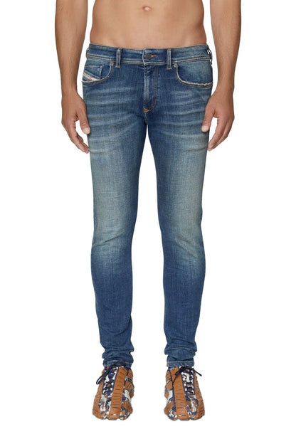 Diesel blue slim-fit jeans with five-pocket design and zip fly