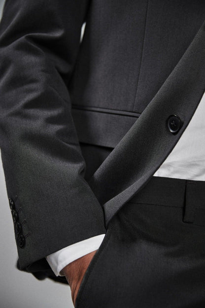 NEXT men's grey blazer sleeve and cuff with button detail, notch lapel