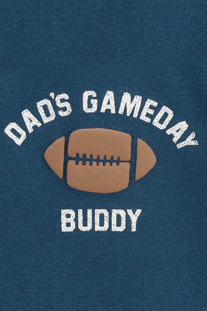 Carter's dark blue bodysuit with football 'DAD'S GAMEDAY' and 'BUDDY' text